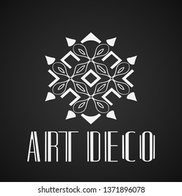 Beautiful emblem, badge for template logo in modern art deco style