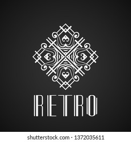Beautiful emblem, badge for template logo in modern art deco style
