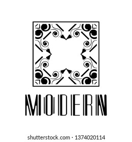 Beautiful emblem, badge for template logo in modern art deco style