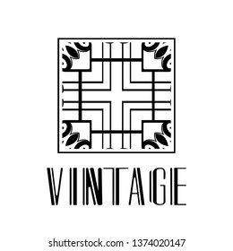 Beautiful emblem, badge for template logo in modern art deco style