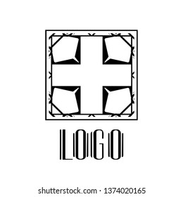 Beautiful emblem, badge for template logo in modern art deco style