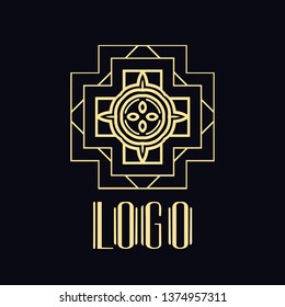 Beautiful emblem, badge for template logo in modern art deco style