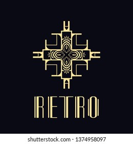 Beautiful emblem, badge for template logo in modern art deco style
