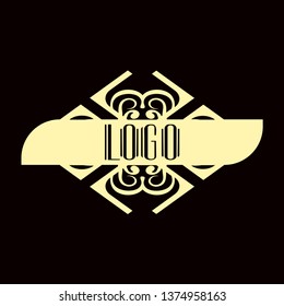 Beautiful emblem, badge for template logo in the modern art deco style