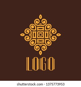 Beautiful emblem, badge for template logo in modern art deco style
