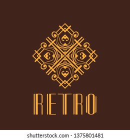 Beautiful emblem, badge for template logo in modern art deco style