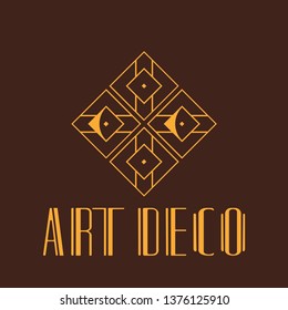 Beautiful emblem, badge for template logo in modern art deco style