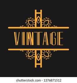 Beautiful emblem, badge for template logo in the modern art deco style for packaging of luxury products