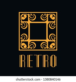 Beautiful emblem, badge for template logo in modern art deco style