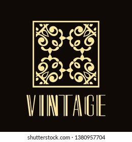 Beautiful emblem, badge for template logo in modern art deco style
