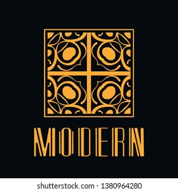 Beautiful emblem, badge for template logo in modern art deco style
