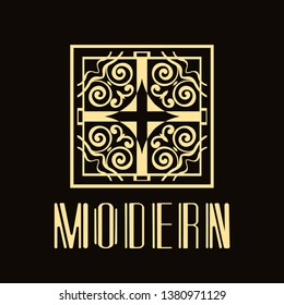 Beautiful emblem, badge for template logo in modern art deco style