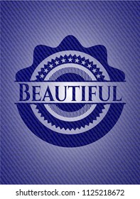 Beautiful emblem with jean background