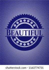 Beautiful emblem with jean background