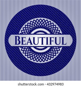 Beautiful emblem with jean background