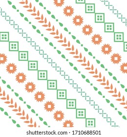 Beautiful embroidery design pattern with colorful stitches on fabric cotton.