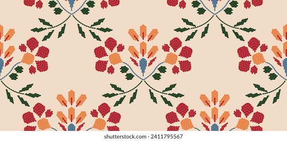 Beautiful Embroidery floral, leaves and branches, embellishing the neckline, decorate hem, skirt, adorning sleeves with flower embroidery. beautiful border floral embroidery. Ethnic flower design.