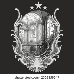 beautiful empire building vector illustration design for t-shirt design