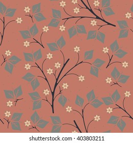 Beautiful endless pattern with leaves and flowers can be used for linen, wallpaper, surface textures, tissue, design fabric and more creative designs.