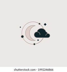 a beautiful esoteric logo with the image of stars on a beige background is suitable for astrologers, candle making, soap, cosmetics, beauty industry, meditation and other areas