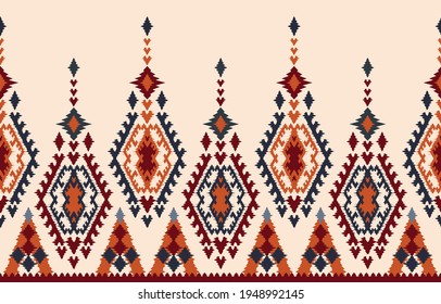 Beautiful Ethnic abstract ikat art. Seamless pattern in tribal, folk embroidery, and Mexican style.Aztec geometric art ornament print.Design for carpet, wallpaper, clothing, wrapping, fabric, cover