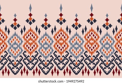 Beautiful Ethnic abstract ikat art. Seamless pattern in tribal, folk embroidery, and Mexican style.Aztec geometric art ornament print.Design for carpet, wallpaper, clothing, wrapping,fabric,cover, 