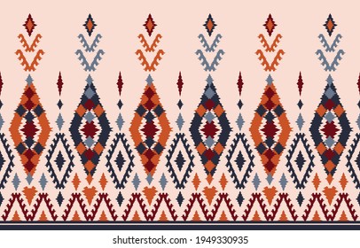 Beautiful Ethnic abstract ikat art. Seamless pattern in tribal, folk embroidery, and Mexican style.Aztec geometric art ornament print.Design for carpet, wallpaper, clothing, wrapping,fabric,cover, 