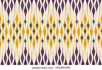 Beautiful Ethnic abstract ikat art. Seamless Kasuri pattern in tribal,folk embroidery,and Mexican style.Aztec geometric art ornament print.Design for carpet,wallpaper, clothing,wrapping,fabric,cover