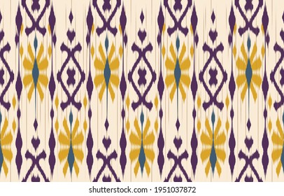 Beautiful Ethnic abstract ikat art. Seamless Kasuri pattern in tribal,folk embroidery,and Mexican style.Aztec geometric art ornament print.Design for carpet,wallpaper, clothing,wrapping,fabric,cover