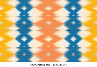 Beautiful ethnic abstract ikat art. Seamless pattern in tribal, folk embroidery, Cute Mexican style. Aztec geometric art ornament print. Design for carpet, wallpaper, clothing, wrapping, fabric,cover.