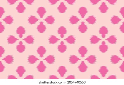 Beautiful Ethnic abstract ikat art. Seamless sweet pink floral pattern in tribal, folk embroidery. cute geometric art ornament print. Design for carpet, wallpaper, clothing, wrapping, fabric, cover.