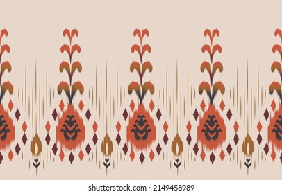 Beautiful Ethnic abstract ikat art. Seamless pattern in tribal, folk embroidery, and Mexican style.Aztec geometric art ornament print.Design for carpet, wallpaper, clothing, wrapping, fabric, cover, 