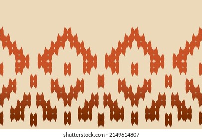 Beautiful Ethnic abstract ikat art. Seamless border handmade pattern in tribal, folk embroidery, and Mexican style.Aztec geometric art ornament print.Design for carpet, wallpaper, clothing, wrapping.