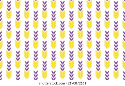 Beautiful Ethnic abstract ikat art. Seamless Kasuri pattern in tribal, folk embroidery, Aztec geometric art ornament print. Design for carpet, wallpaper, clothing, wrapping, fabric,cover. Yellow color