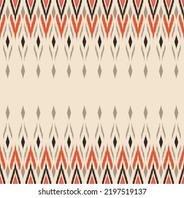 Beautiful Ethnic abstract ikat art. Seamless pattern in tribal, folk embroidery, and Mexican style.Aztec geometric art ornament print.Design for carpet, wallpaper, clothing, wrapping,fabric