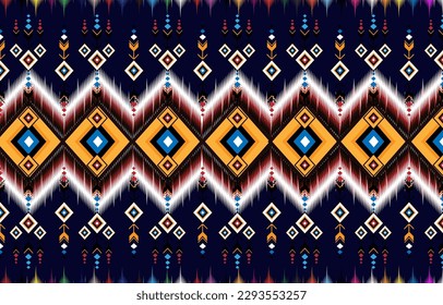 Beautiful Ethnic abstract ikat art. 
Seamless pattern in tribal, folk embroidery, and Mexican style.
Aztec geometric art ornament print.
Design for carpet, wallpaper, clothing, wrapping,fabric,cover,