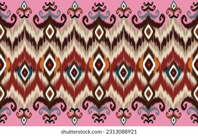 
Beautiful Ethnic abstract ikat art. Seamless pattern in tribal, 
folk embroidery, and Mexican style.Aztec geometric art ornament print.
Design for carpet, wallpaper, clothing, wrapping, fabric, cover