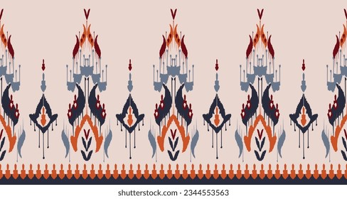 Beautiful Ethnic abstract ikat art. Seamless pattern in tribal, folk embroidery, and Mexican style.Aztec geometric art ornament print.Design for carpet, wallpaper, clothing, wrapping,fabric,cover.