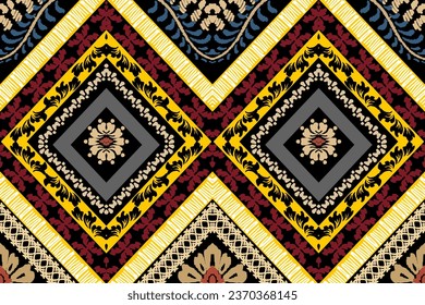 Beautiful Ethnic abstract ikat art. Seamless Kasuri pattern in tribal,folk embroidery,and Mexican style.Aztec geometric art ornament print.Design for carpet,wallpaper, clothing,wrapping,fabric,cover