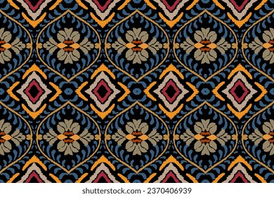 Beautiful Ethnic abstract ikat art. Seamless Kasuri pattern in tribal,folk embroidery,and Mexican style.Aztec geometric art ornament print.Design for carpet,wallpaper, clothing,wrapping,fabric,cover