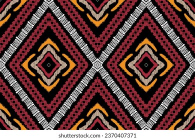 Beautiful Ethnic abstract ikat art. Seamless Kasuri pattern in tribal,folk embroidery,and Mexican style.Aztec geometric art ornament print.Design for carpet,wallpaper, clothing,wrapping,fabric,cover