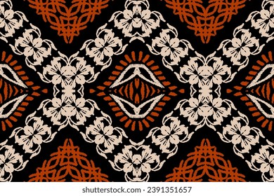 Beautiful Ethnic abstract ikat art. Seamless Kasuri pattern in tribal,folk embroidery,and Mexican style.Aztec geometric art ornament print.Design for carpet,wallpaper, clothing,wrapping,fabric,cover
