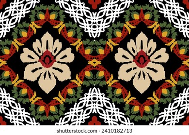 Beautiful Ethnic abstract ikat art. Seamless Kasuri pattern in tribal,folk embroidery,and Mexican style.Aztec geometric art ornament print.Design for carpet,wallpaper, clothing,wrapping,fabric,cover