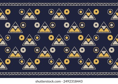 Beautiful Ethnic abstract ikat art. Seamless Kasuri pattern in tribal, folk embroidery, Aztec geometric art ornament print. Design for carpet, wallpaper, clothing, wrapping, fabric,Cover design africa