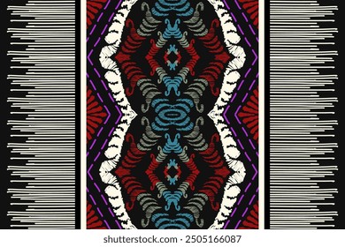 Beautiful Ethnic abstract ikat art. Seamless Kasuri pattern in tribal,folk embroidery,and Mexican style.Aztec geometric art ornament print.Design for carpet,wallpaper, clothing,wrapping,fabric,cover