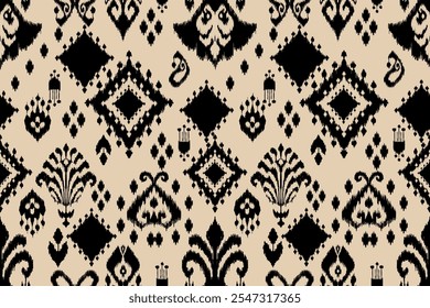 Beautiful Ethnic abstract ikat art. Seamless pattern in tribal, folk embroidery, and Mexican style. Aztec geometric art ornament print. Design for carpet, wallpaper, clothing, wrapping,fabric,cover