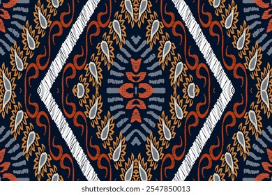 Beautiful Ethnic abstract ikat art. Seamless Kasuri pattern in tribal,folk embroidery,and Mexican style.Aztec geometric art ornament print.Design for carpet,wallpaper, clothing,wrapping,fabric,cover