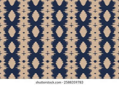 Beautiful Ethnic abstract ikat art. Seamless Kasuri pattern in tribal, folk embroidery, and Mexican style.Aztec geometric art ornament print.Design for carpet,wallpaper, clothing,wrapping,fabric,cover