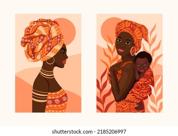 Beautiful ethnic African woman vector posters