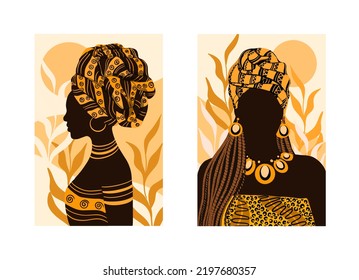 Beautiful ethnic African woman vector vintage posters